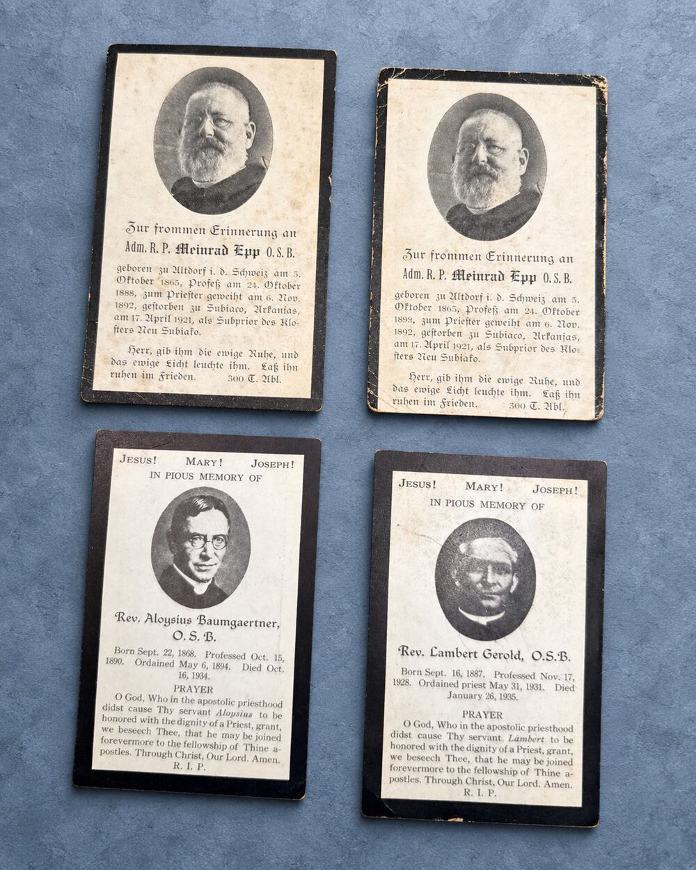 Antique Subiaco Abbey OSB Clergy Memorial Cards Epp Gerold Baumgaertner Lot